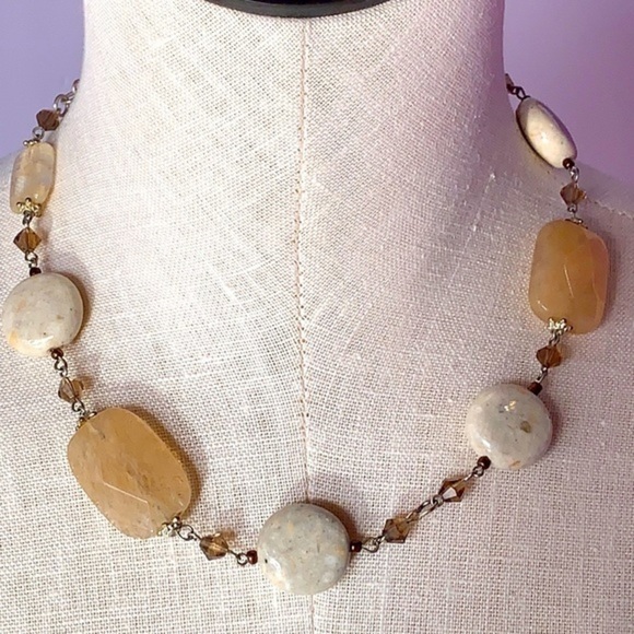 Premier Designs natural neutral color stone chunky bead statement - Picture 1 of 7